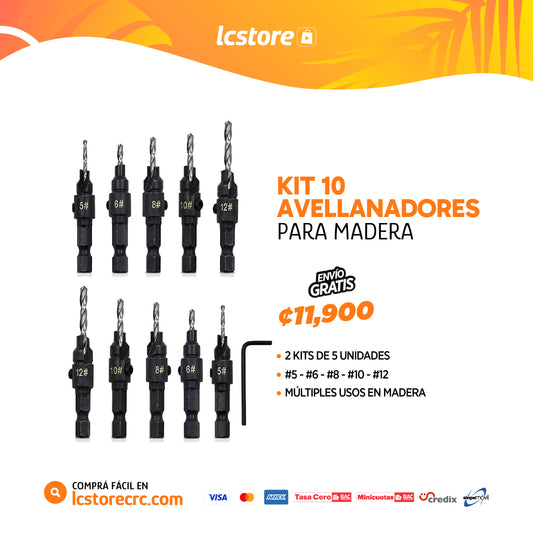 Kit de 10 Avellanadores para madera