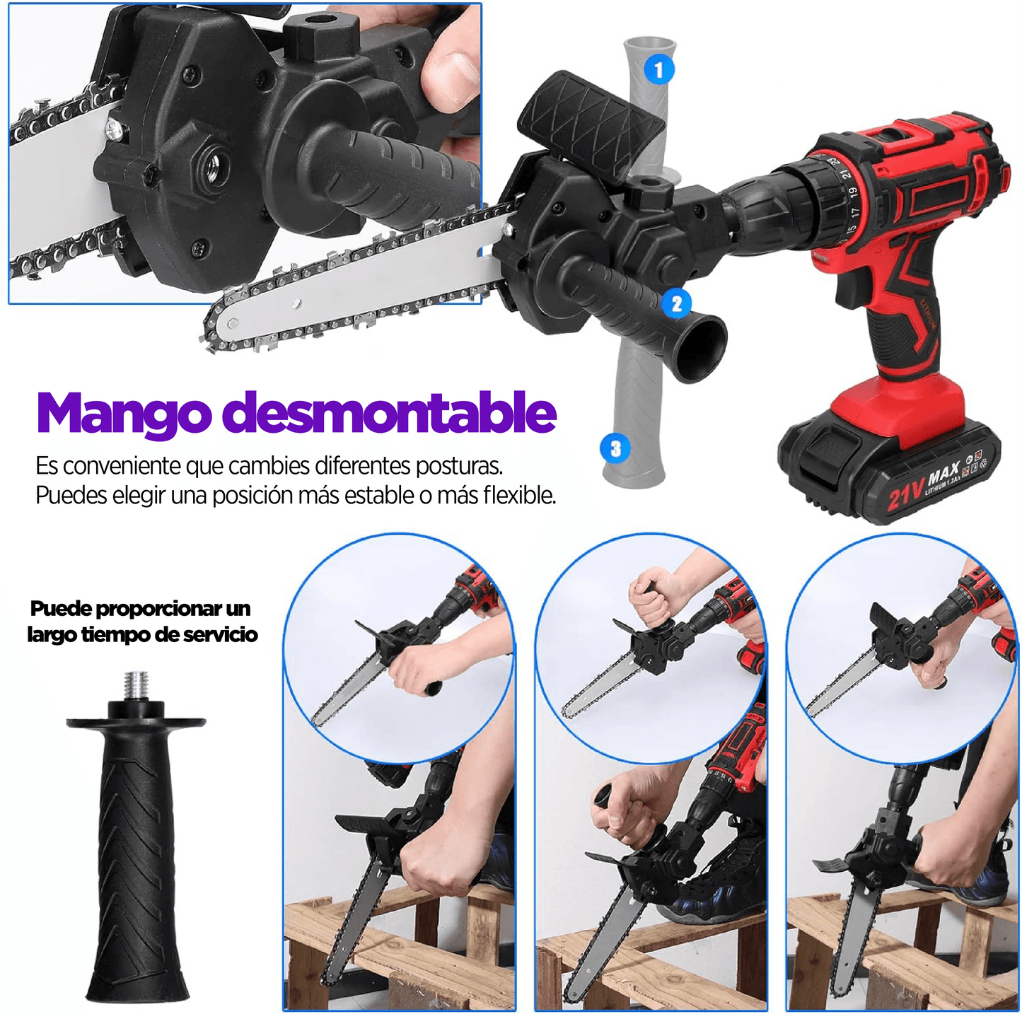 Adaptador de Motosierra para taladro eléctrico de 6 pulgadas