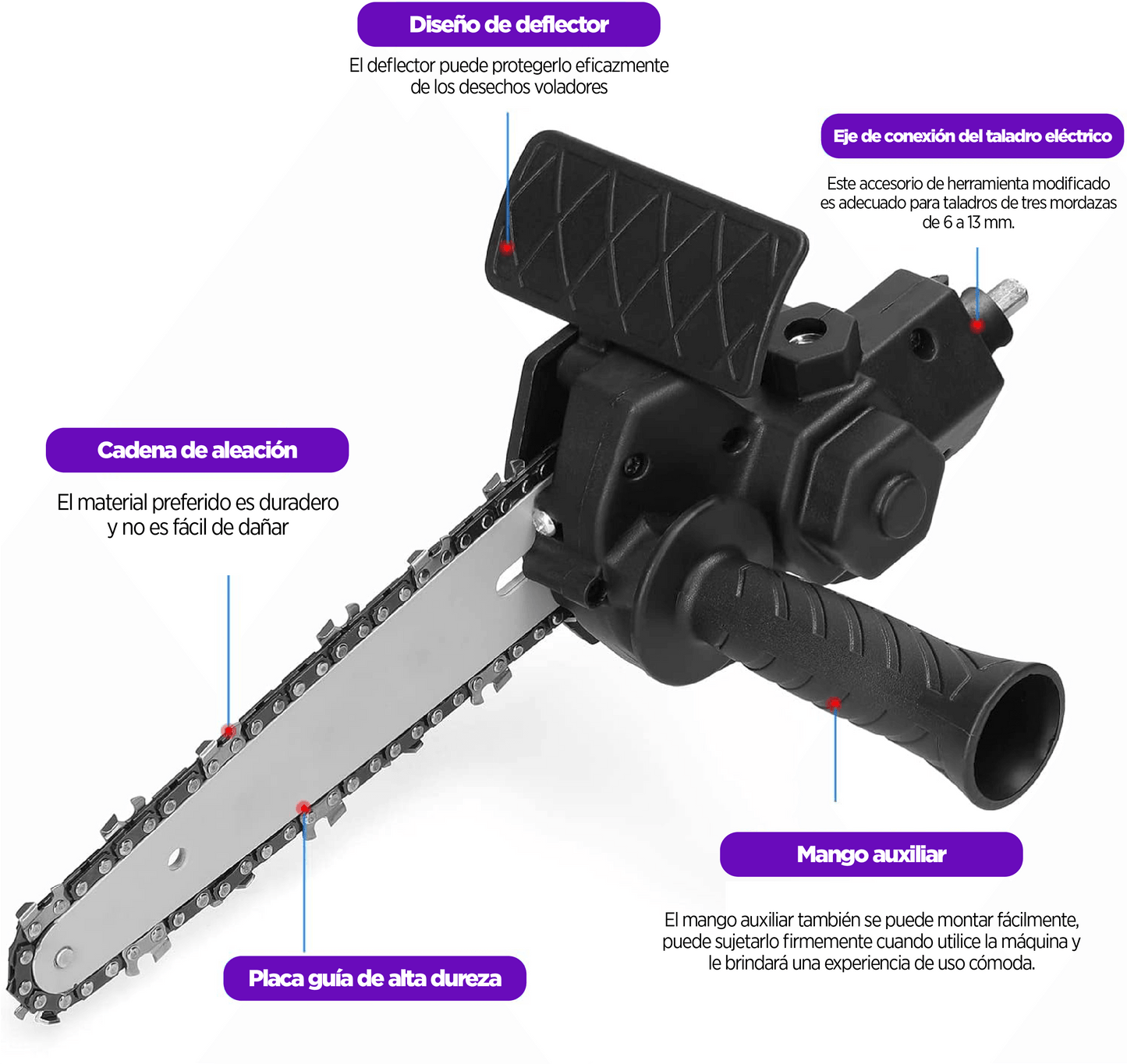 Adaptador de Motosierra para taladro eléctrico de 6 pulgadas