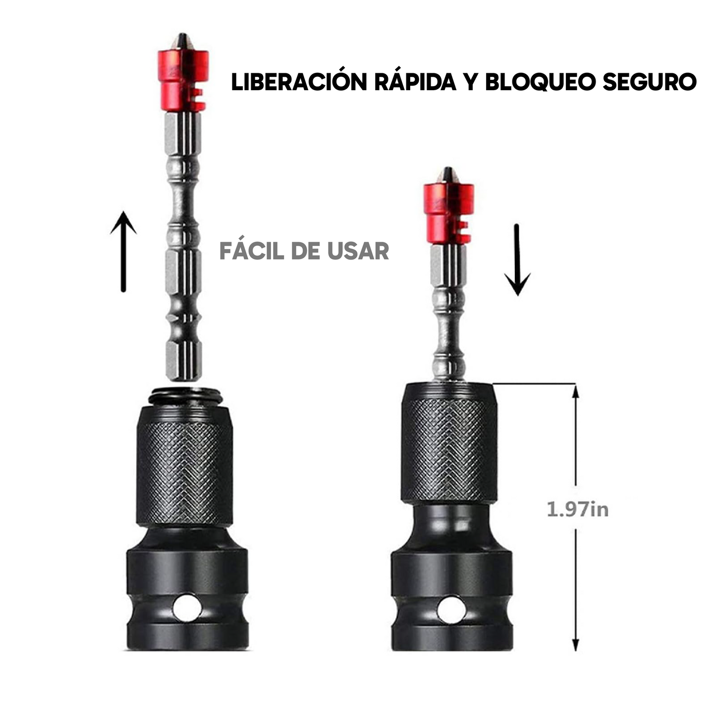 Pack de 2 Adaptadores Enchufe Hembra Hexagonal 1/2" a 1/4" para Taladros y Trinquetes