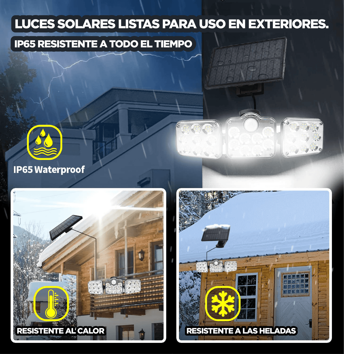 Luces Solares de 2500 Lumenes con sensor de movimiento y control remoto (Pack de 2)