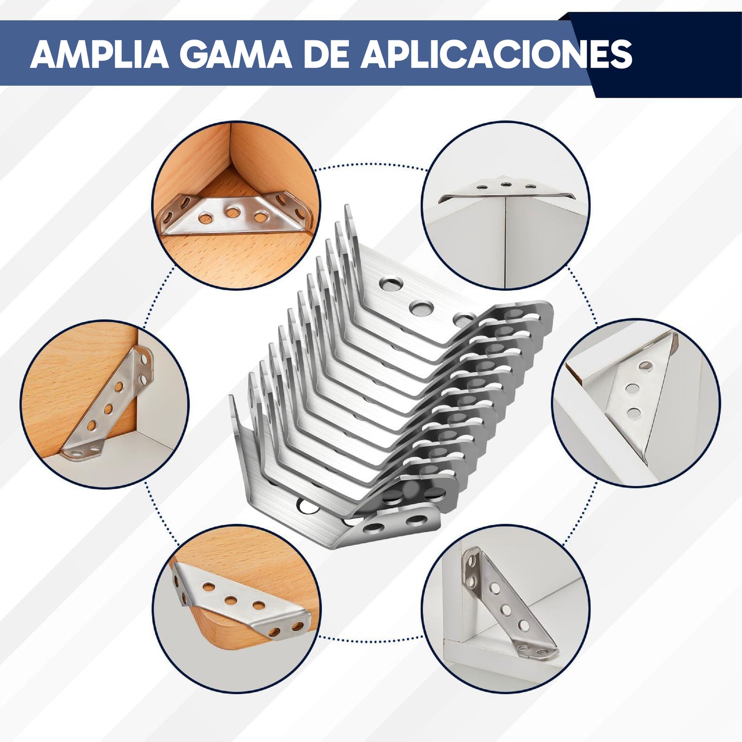 Pack de 50 unidades de soportes de esquina triangulares / conectores universales