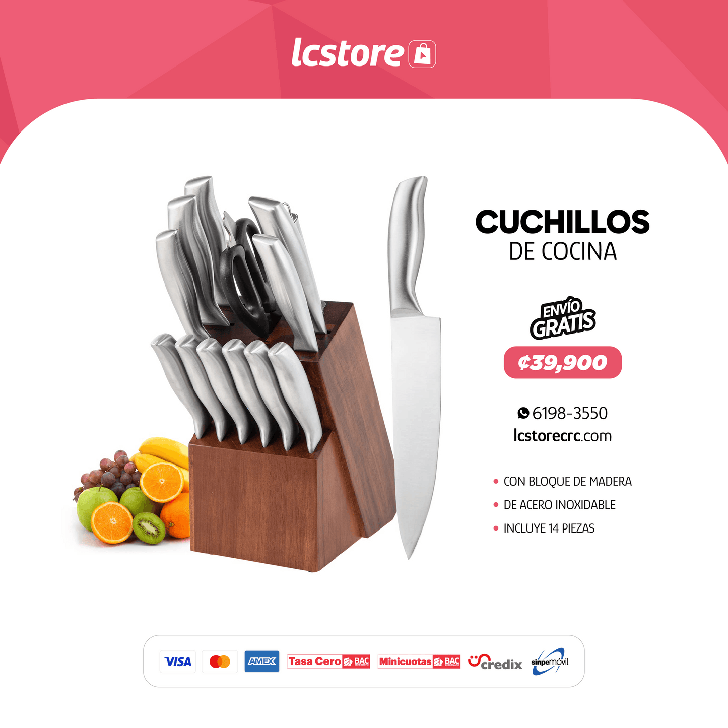 Juego de cuchillos de cocina de 14 piezas