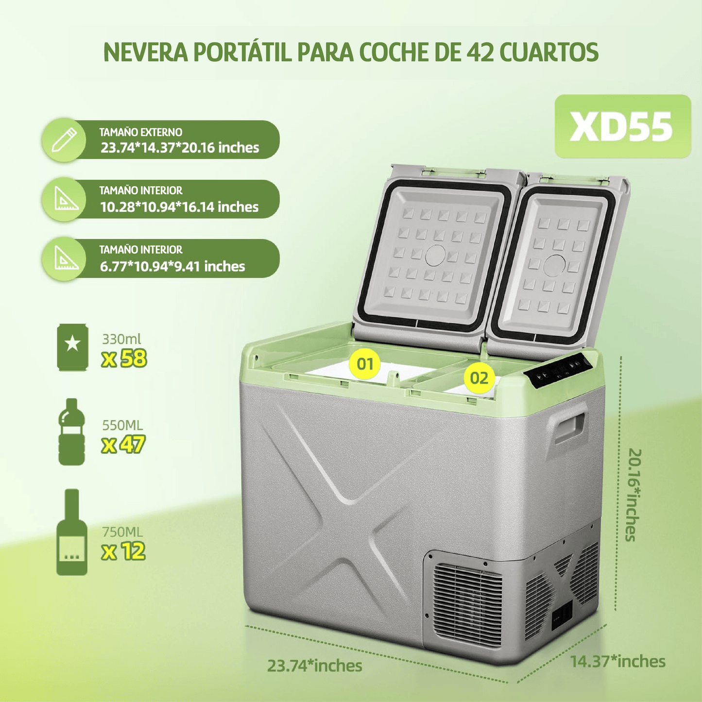 Refrigerador Portátil Alpicool XD55 de 40 Litros