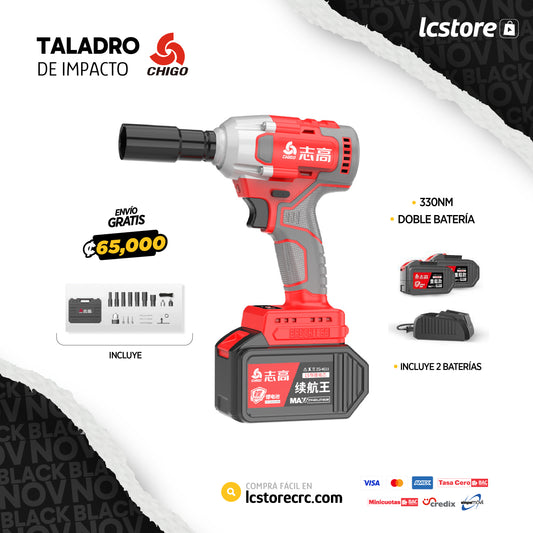 Taladro Impacto 380NM Chigo de 21 Voltios - 2 Baterías