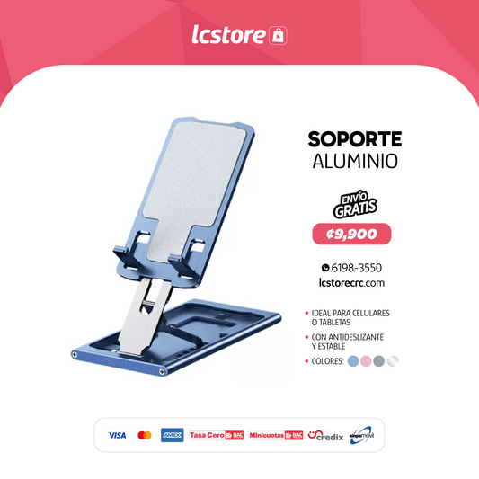 Soporte de Aluminio para Teléfonos y Tabletas