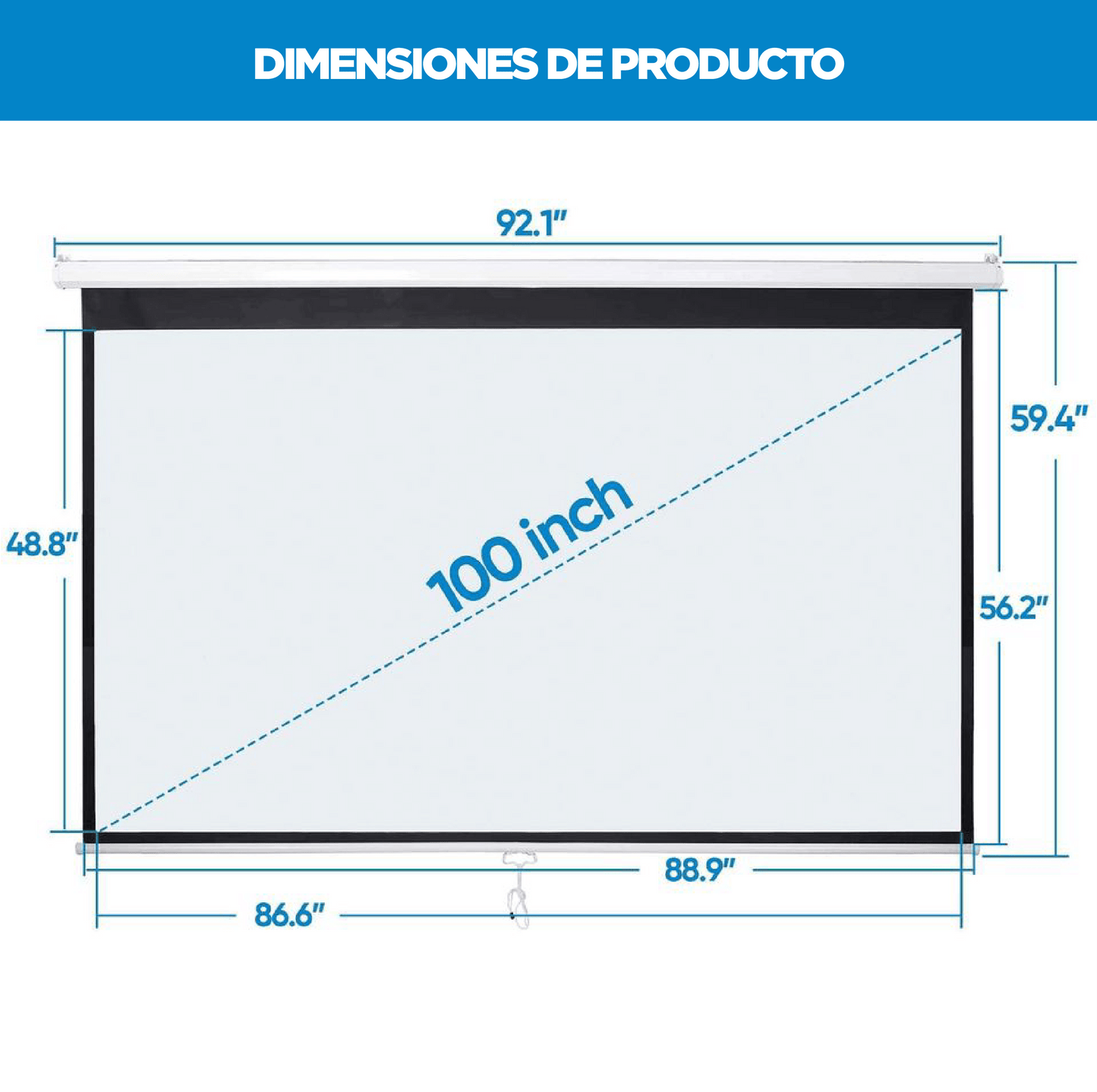 Pantalla de proyección HD 16:9 de 100 pulgadas