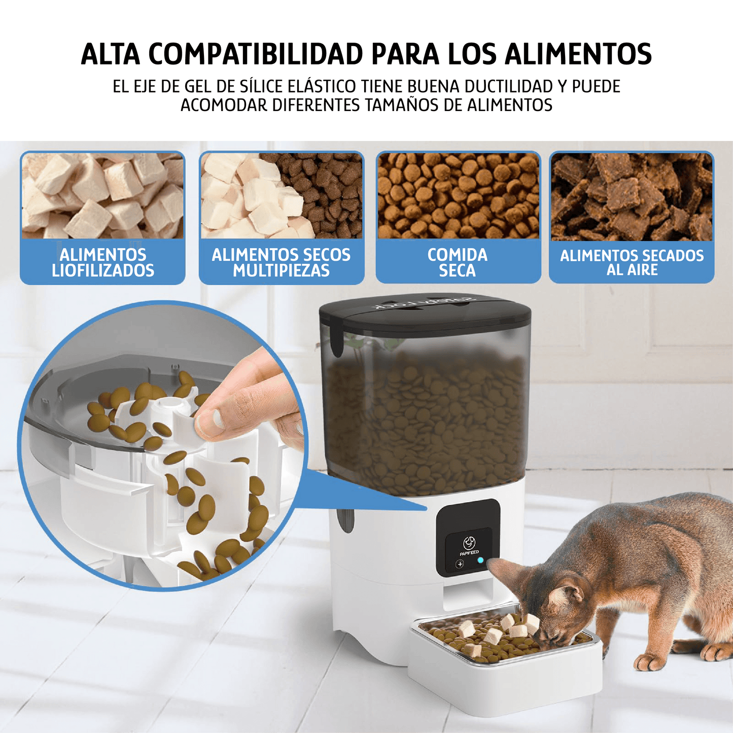 Dispensador automático de comida para mascotas de 6 litros