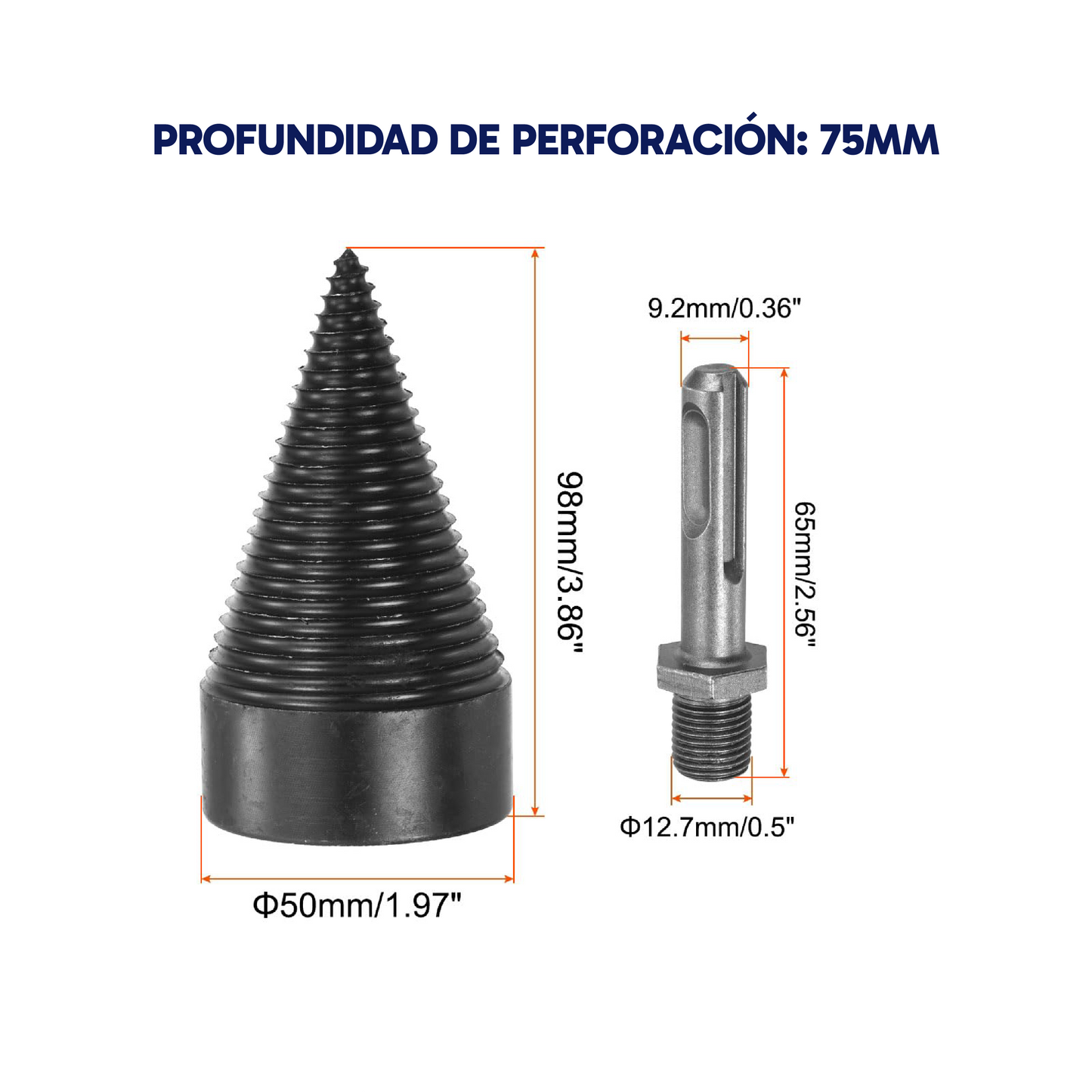 Broca divisora 50mm de troncos para leña y maderas