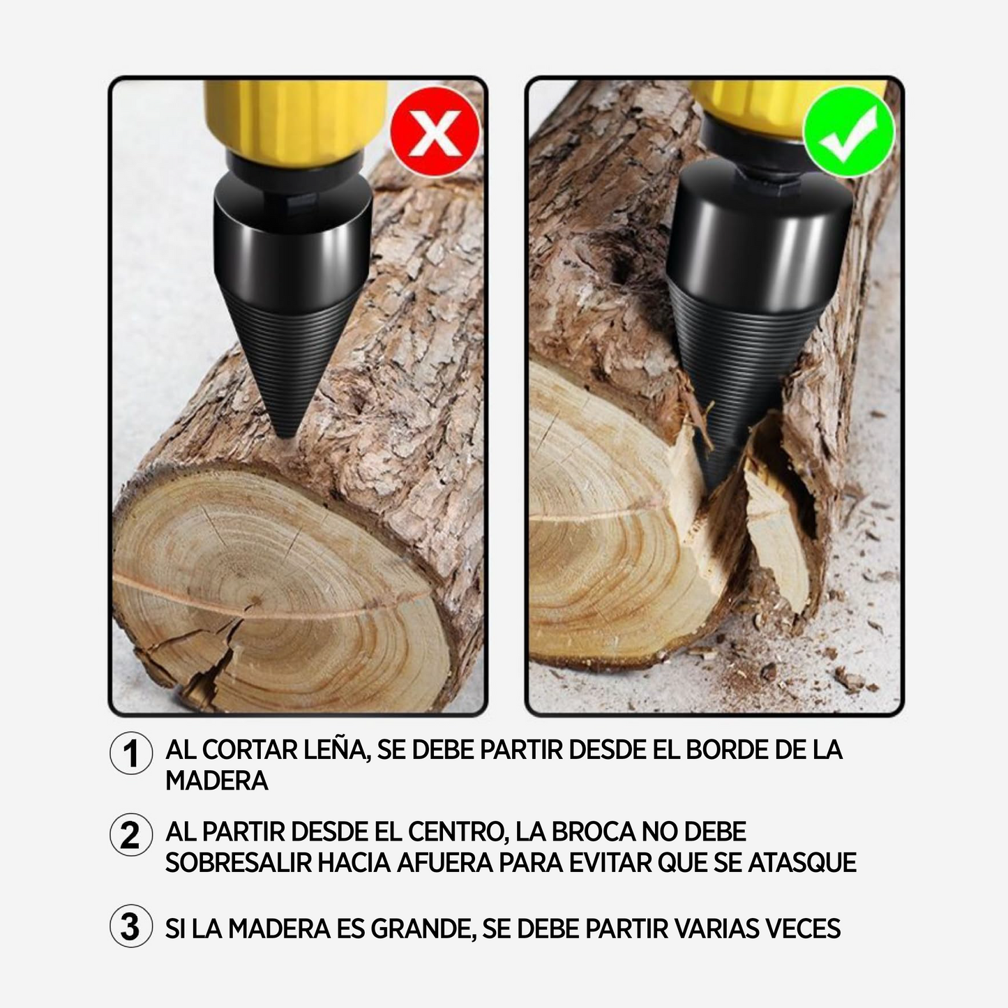 Broca divisora 50mm de troncos para leña y maderas