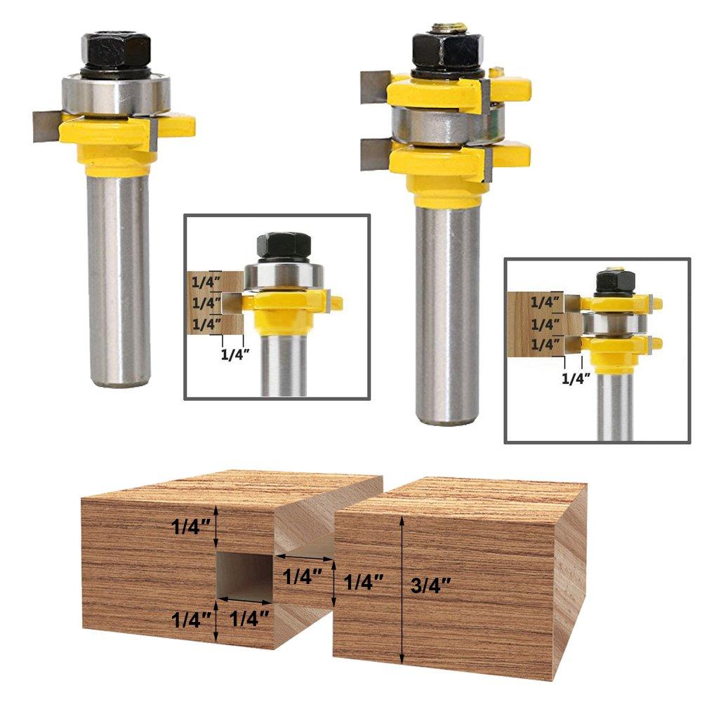 Juego de fresas router de lengüeta y ranuras de espiga 1/2