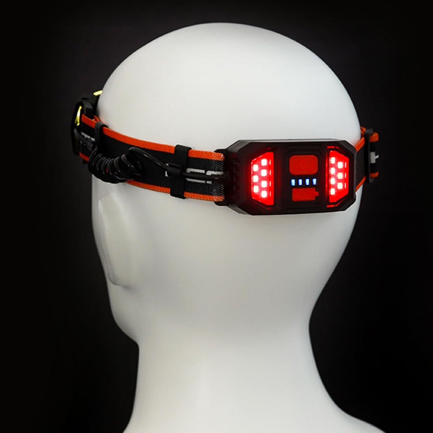 Foco Frontal LED Recargable - 230° Haz Ancho y Luz Trasera Roja