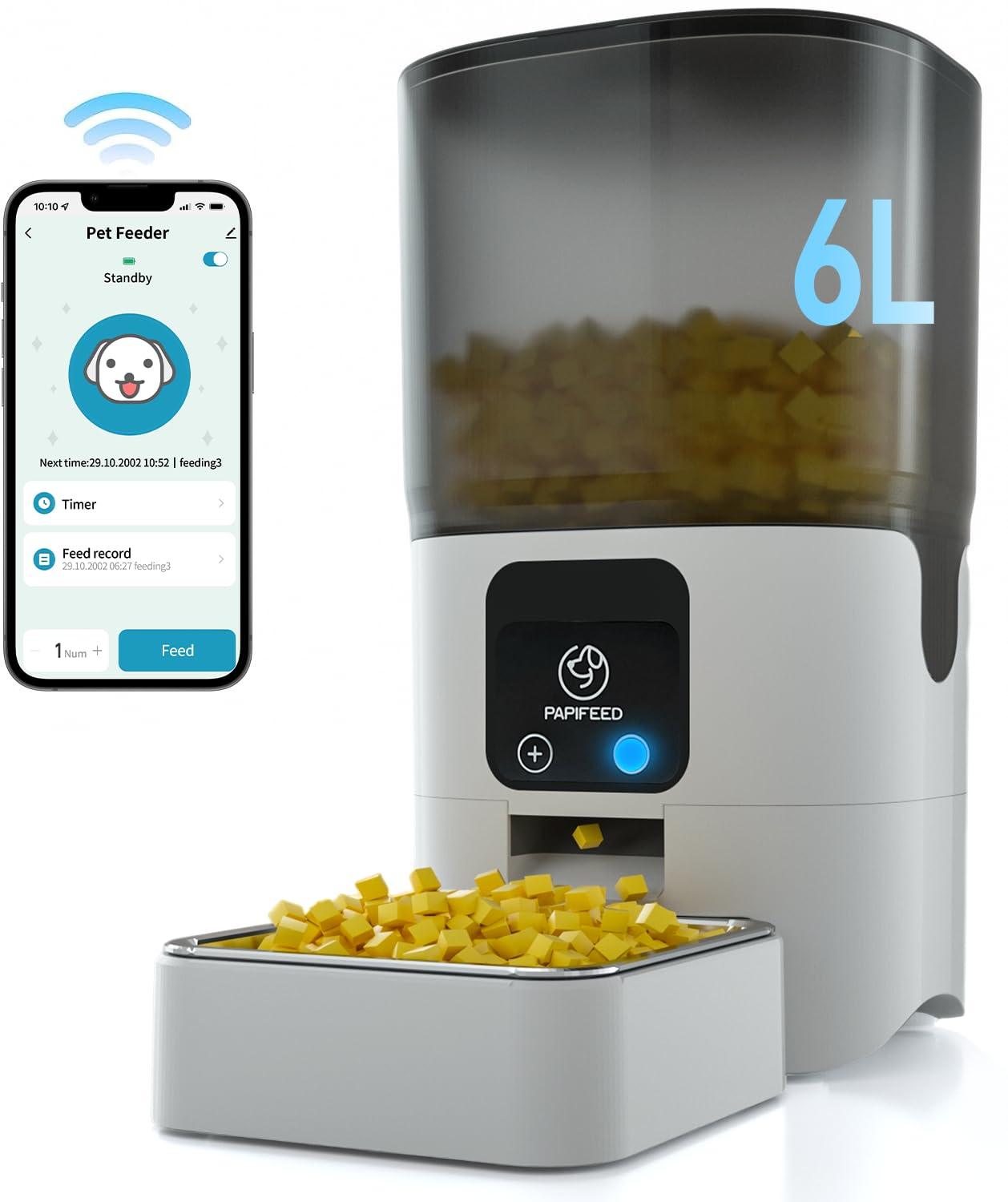 Dispensador automático de comida para mascotas de 6 litros