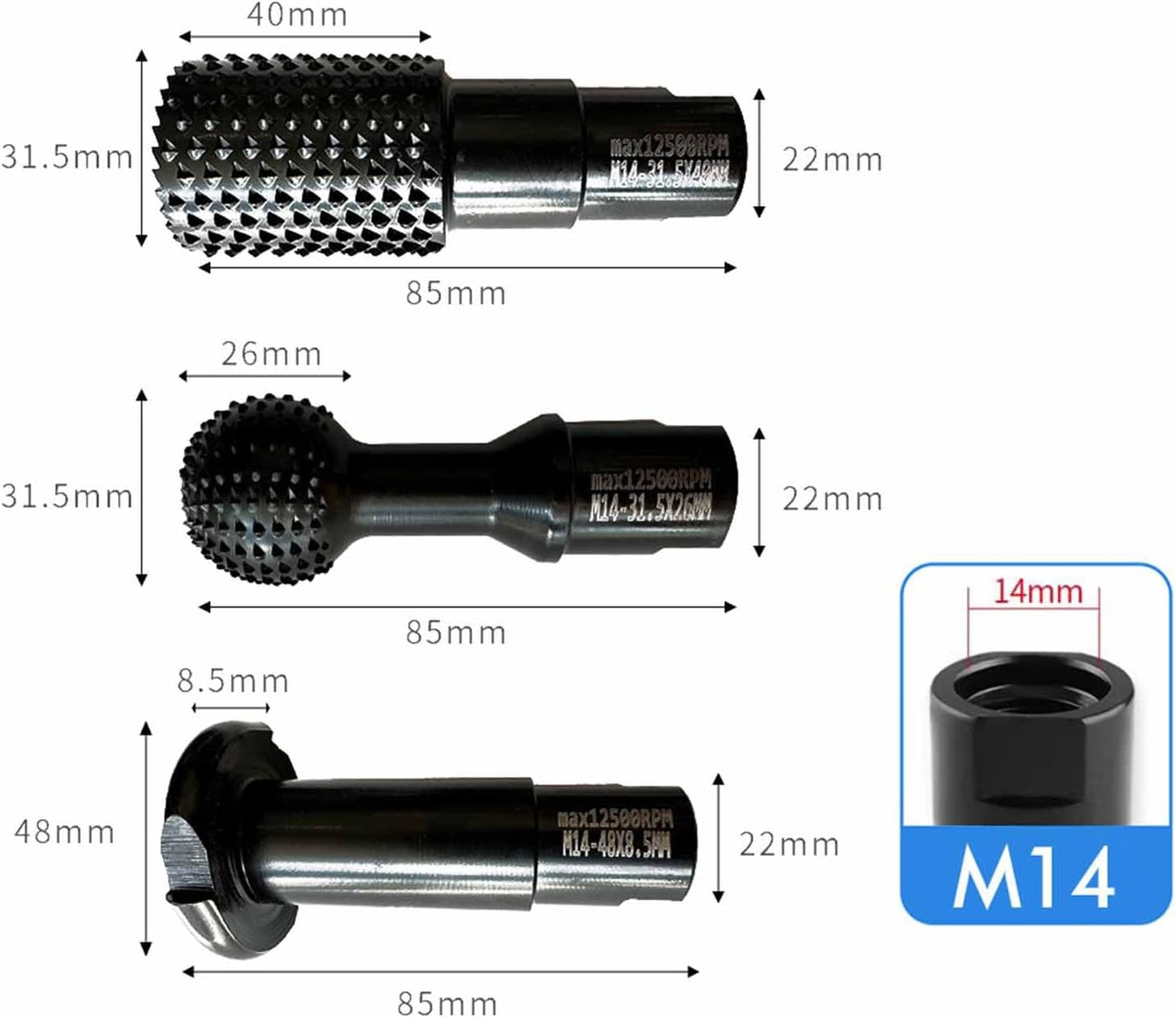 Juego de Brocas para Tallado de Carpintería de 14 mm para esmeriladora