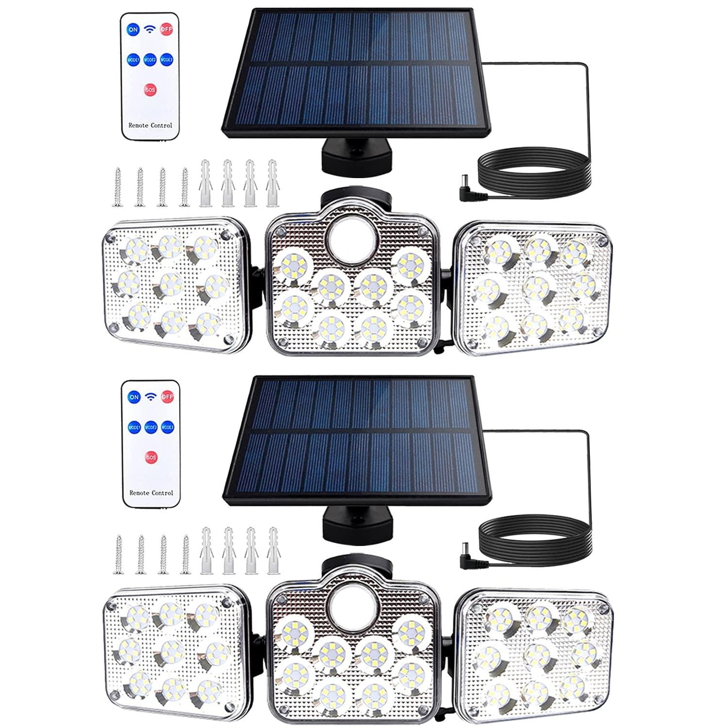 Luces Solares de 2500 Lumenes con sensor de movimiento y control remoto (Pack de 2)