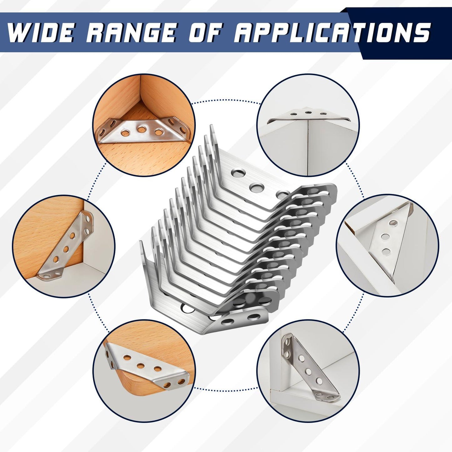 Pack de 50 unidades de soportes de esquina triangulares / conectores universales