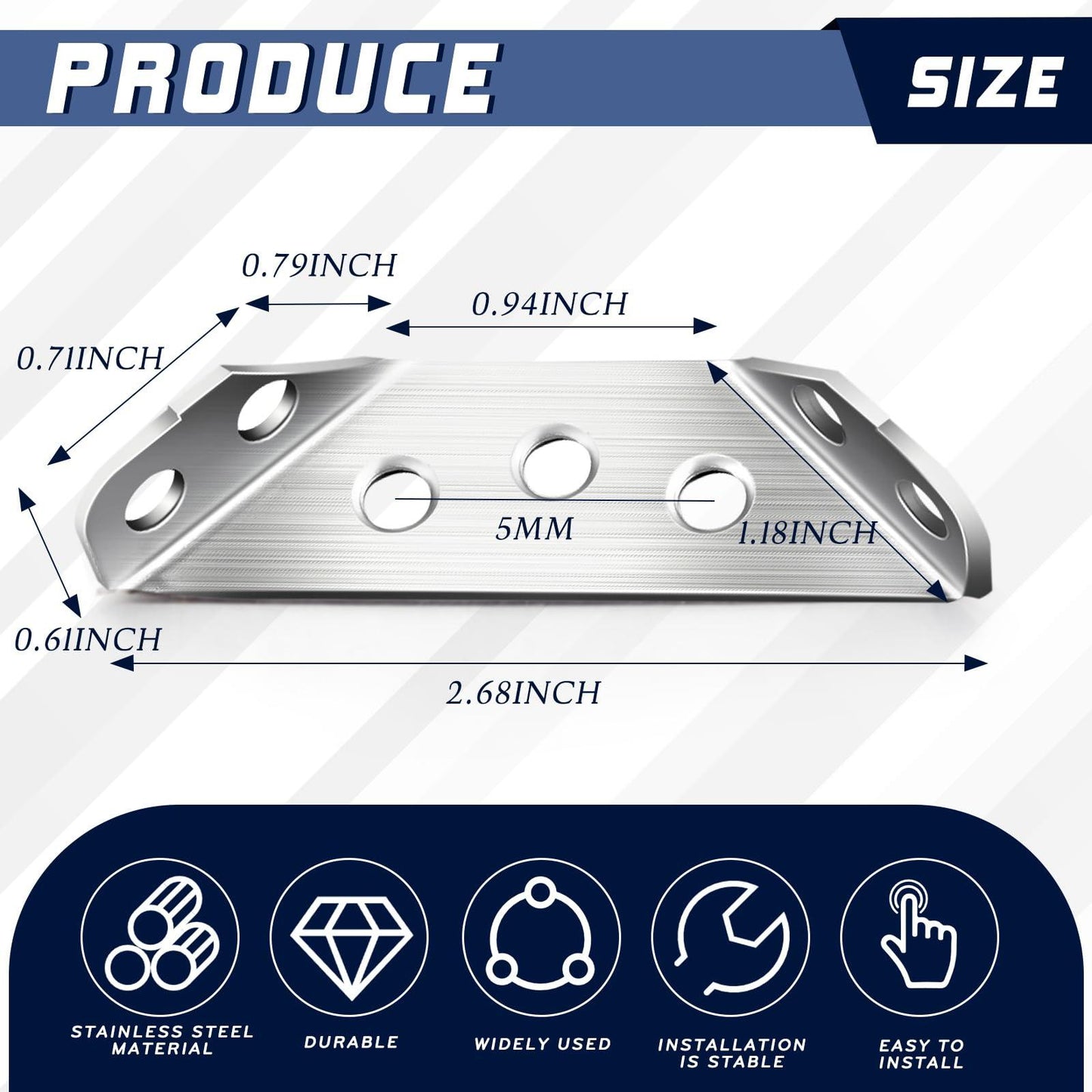 Pack de 50 unidades de soportes de esquina triangulares / conectores universales