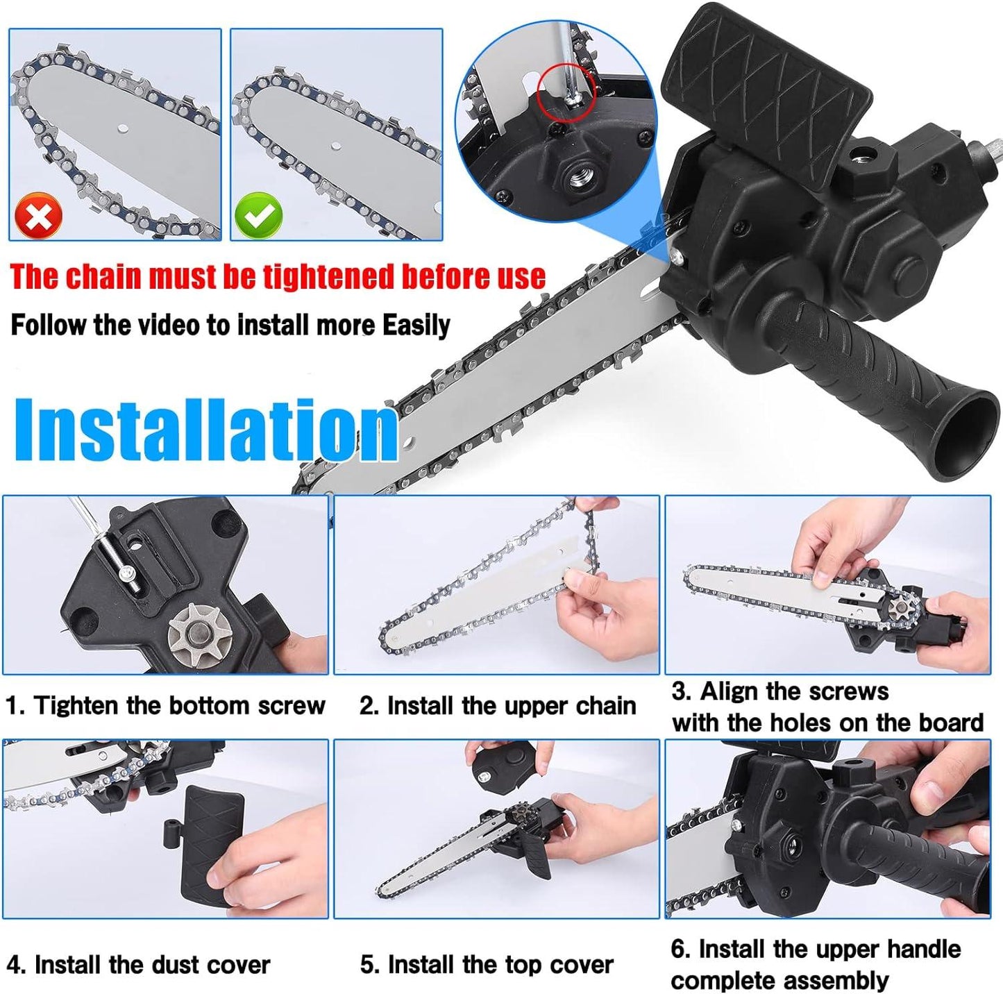 Adaptador de Motosierra para taladro eléctrico de 6 pulgadas