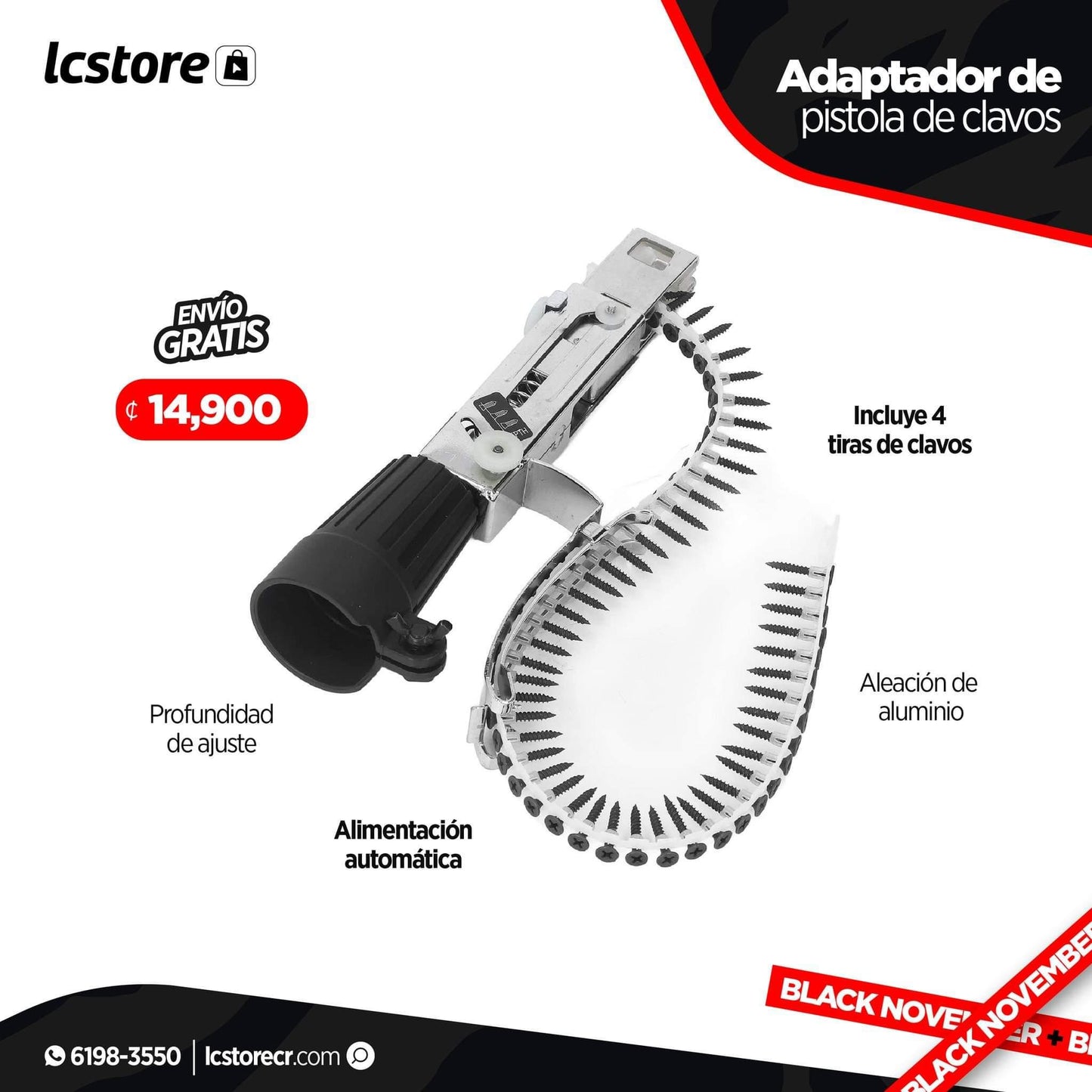 Adaptador automático para taladro de pistola de clavos