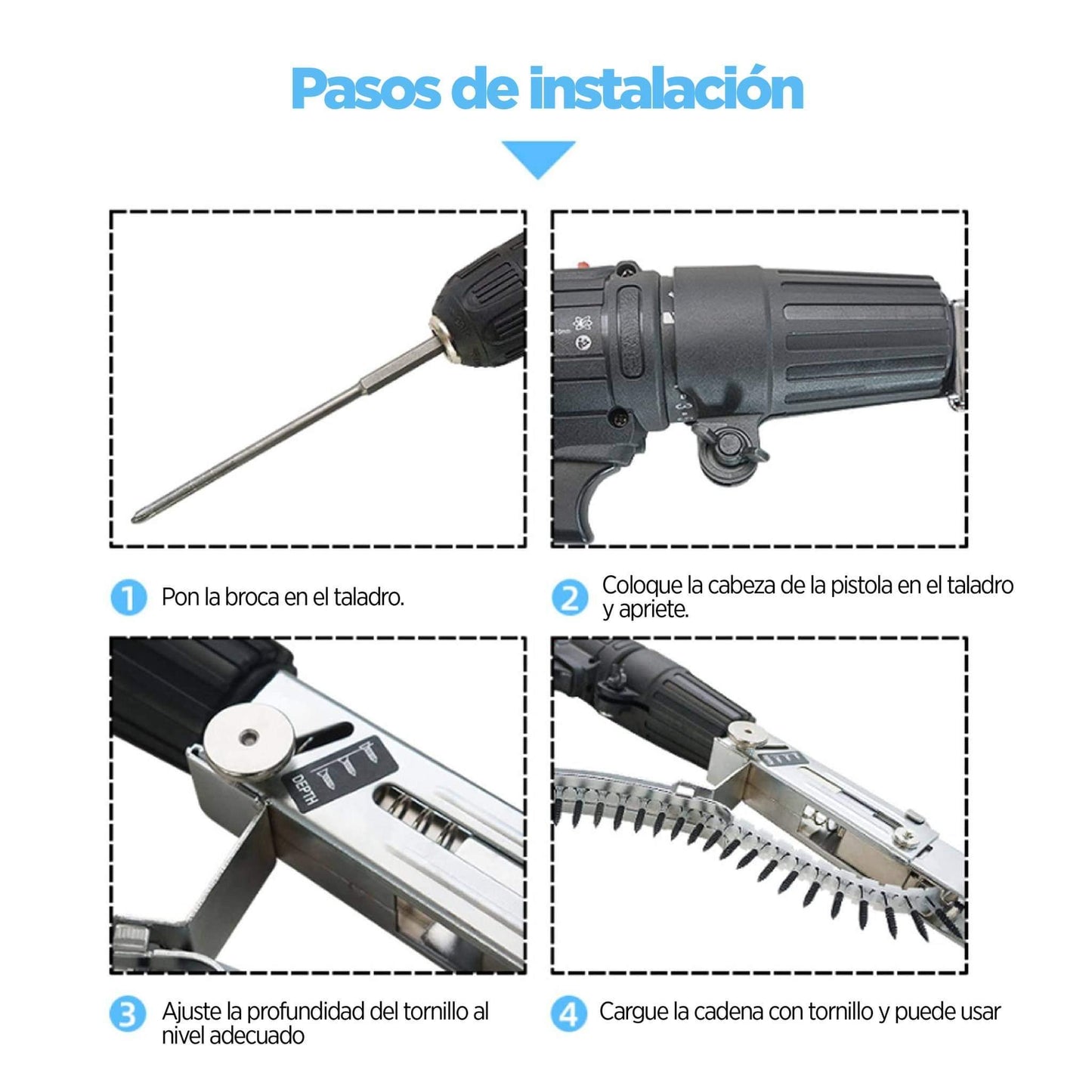 Adaptador automático para taladro de pistola de clavos