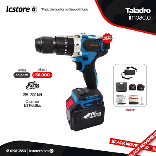 Taladro inalámbrico Onevan de 1/2 Chuck Metálico de 21V