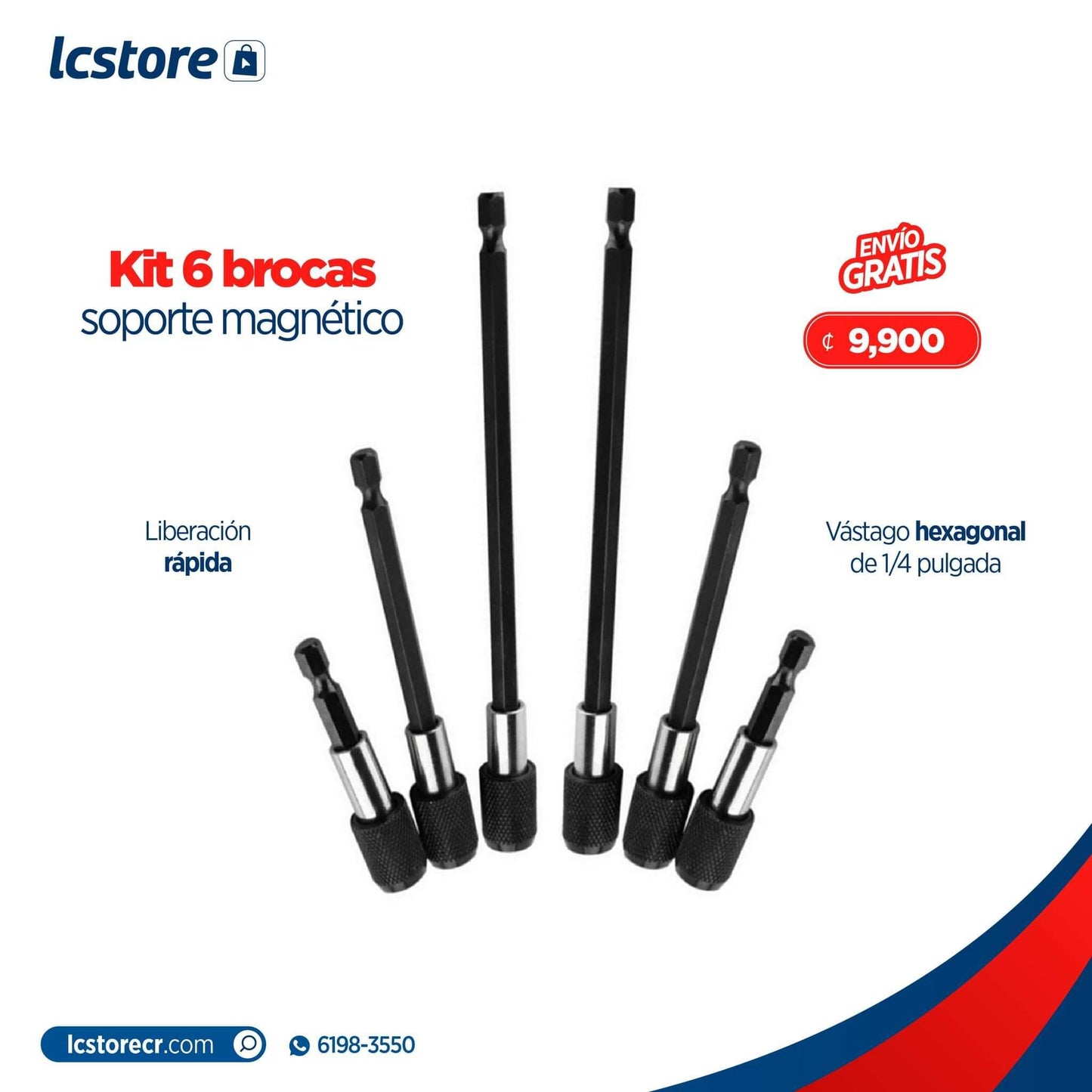 📸 Juego de extensión de brocas – 6 piezas de soporte magnético