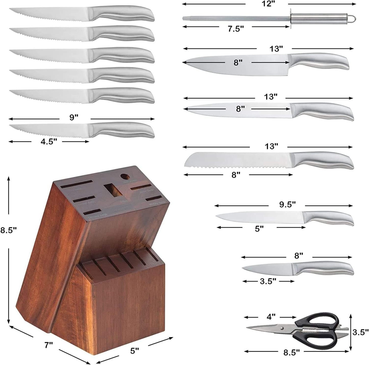 Juego de cuchillos de cocina de 14 piezas