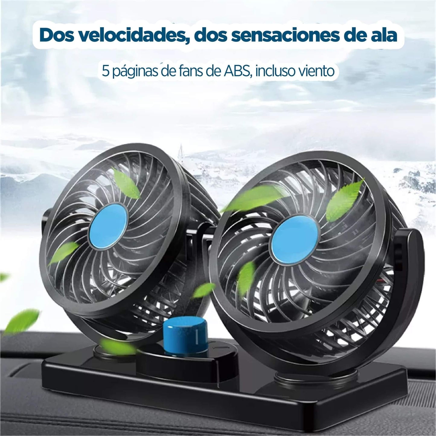 Ventilador de doble ajustable para carro y hogar cable USB