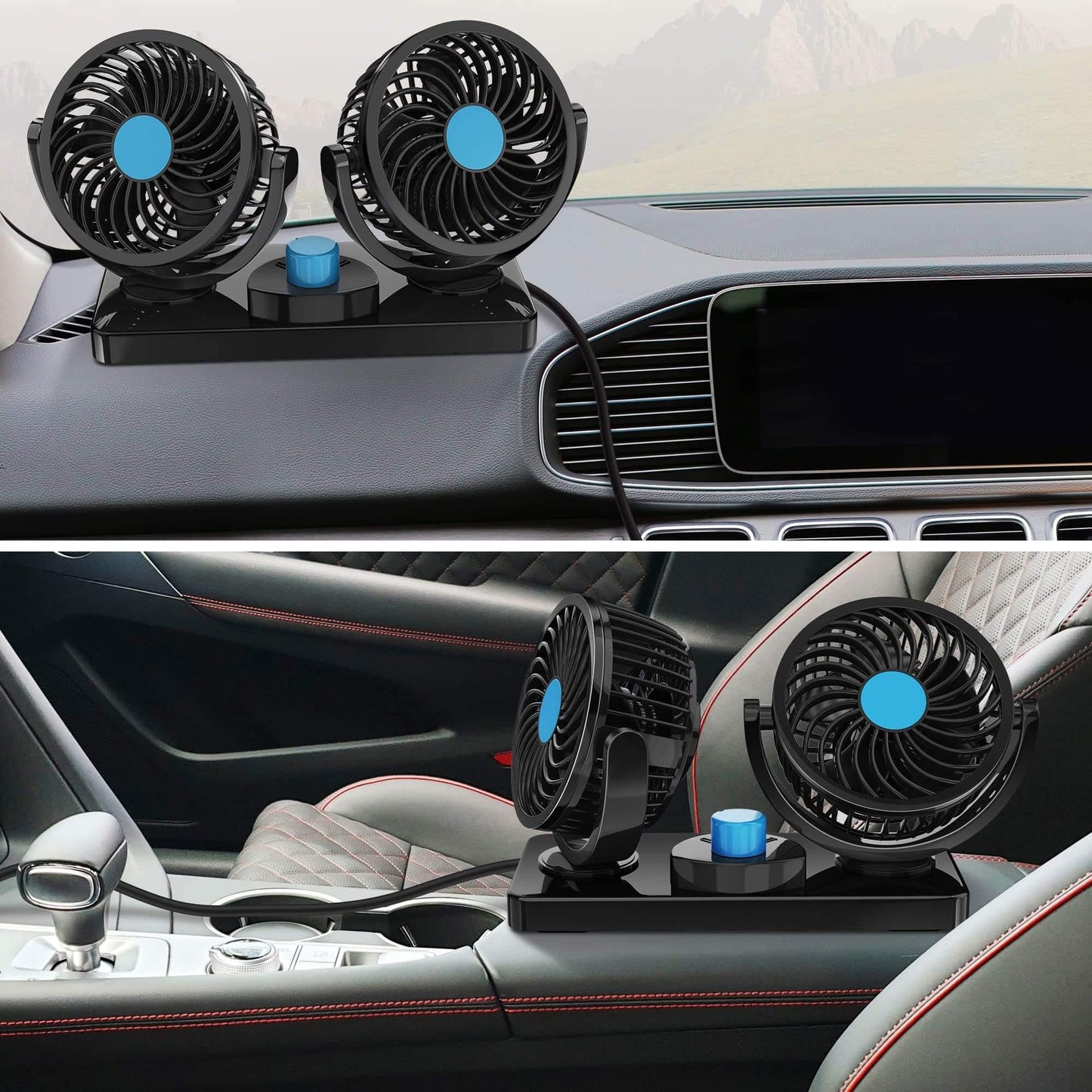 Ventilador de doble ajustable para carro y hogar cable USB