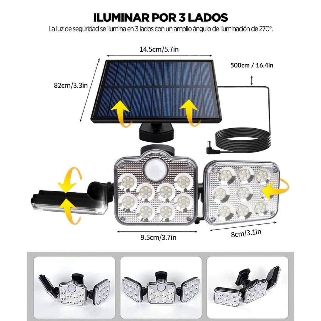 Luces Solares de 2500 Lumenes con sensor de movimiento y control remoto (Pack de 2)