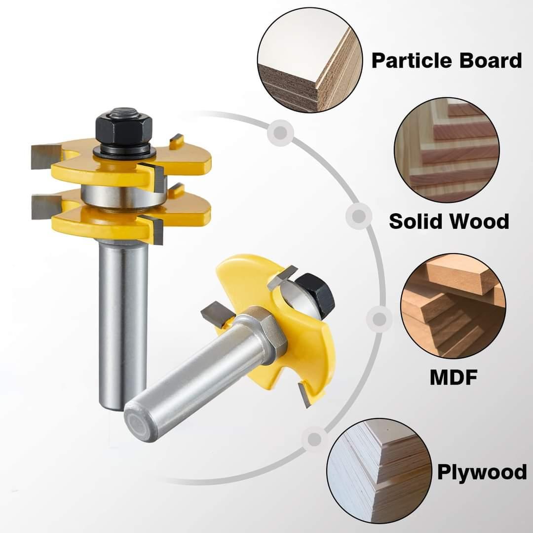 Juego de fresas router de 1/2 de lengüeta y ranura para pisos, paredes y más