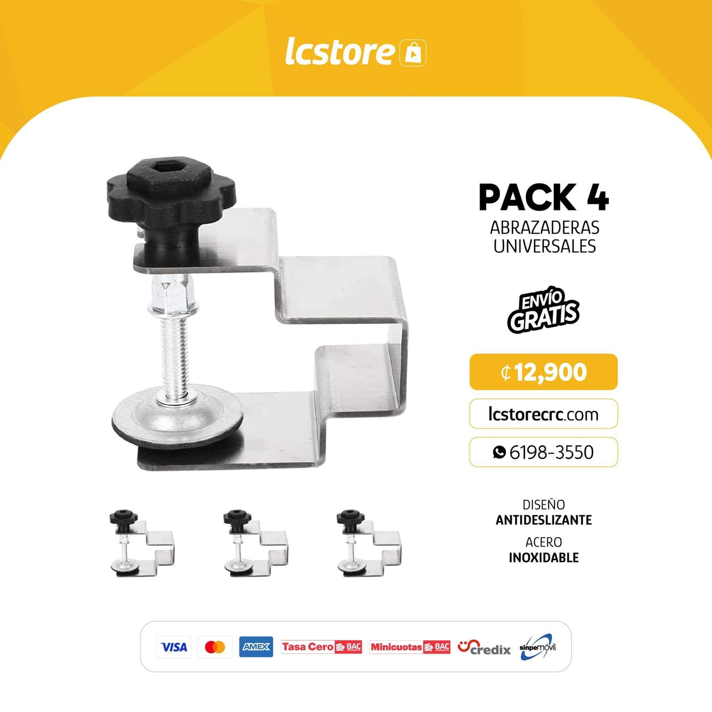 Pack de 4 Abrazaderas universales para gabinetes