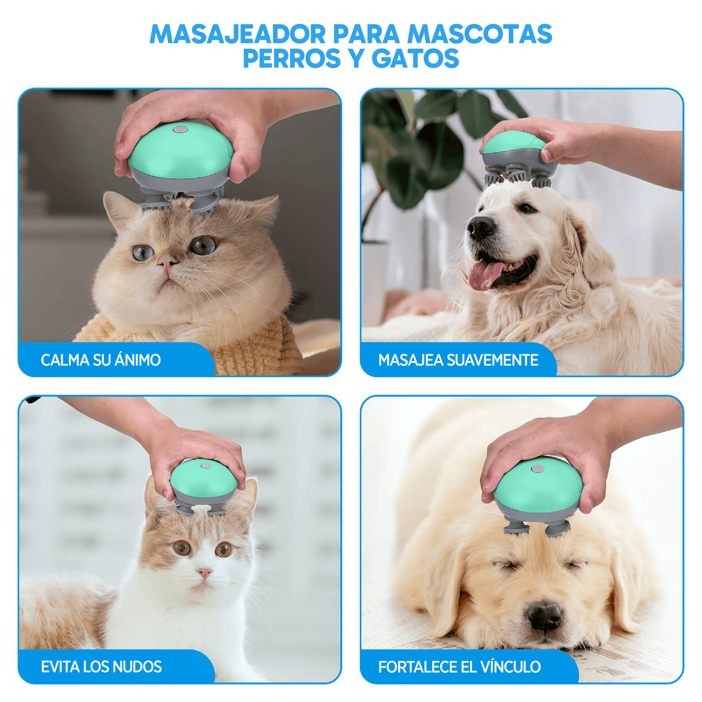 Masajeador de mano para mascotas resistente al agua