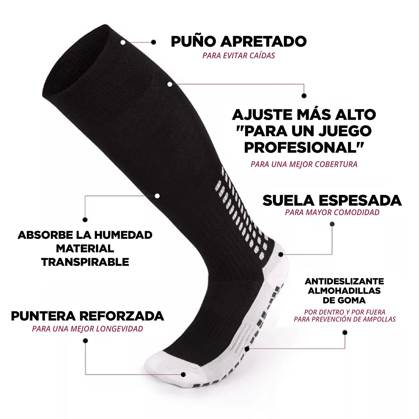 Medias Antideslizantes Largos (4 Pares)