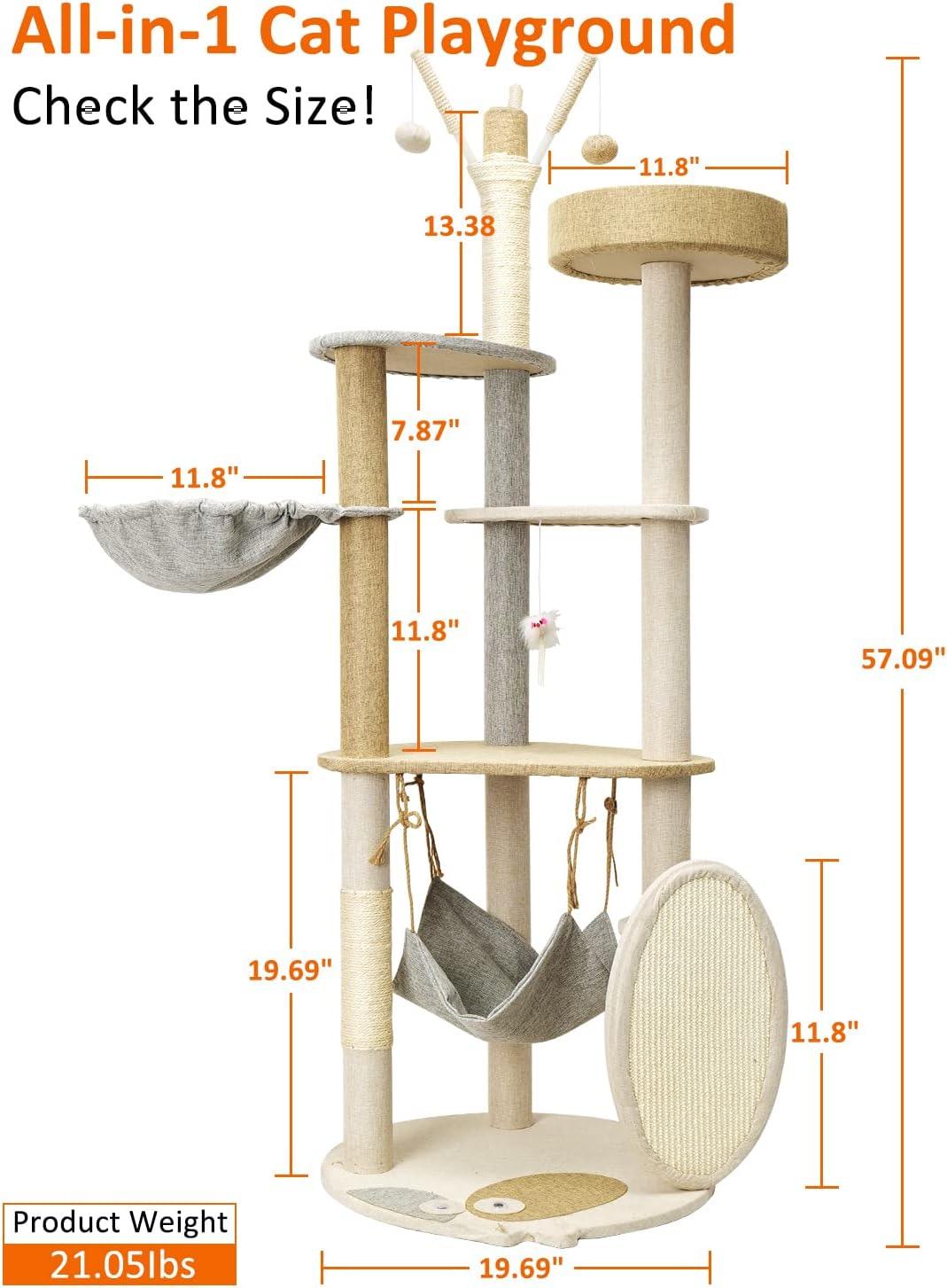 Rascador para gatos varios niveles de 145 cm de alto